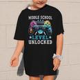 Middle School Level Unlocked Gamer First Day Back To School Graphic Kid T-Shirt
