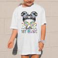 Hello 1st Grade Messy Bun Girl Back To School First Day Graphic Kid T-Shirt Hello 1st Grade Messy Bun Girl Back To School First Day Graphic Kid T-Shirt