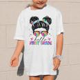 Hello First Grade Shirt Messy Bun Tie Dye Back To School Graphic Kid T-Shirt