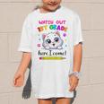 Kids Watch Out 1st Grade Here I Come Girls Cat Back To School Graphic Kid T-Shirt