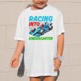 Racing Into Kindergarten Race Car Driver Back To School Performance Graphic Kid T-Shirt Racing Into Kindergarten Race Car Driver Back To School Performance Graphic Kid T-Shirt
