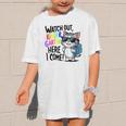 Watch Out Kindergarten Here I Come Cute Cat Back To School Graphic Kid T-Shirt Watch Out Kindergarten Here I Come Cute Cat Back To School Graphic Kid T-Shirt