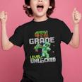 4th Grade Level Unlocked Back To School Pixel Game Graphic Kid T-Shirt