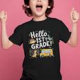 Cute Hello 1st Grade Dinosaur School Back To School Dino Bus Graphic Kid T-Shirt