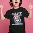Kindergarten Back To School First Day Girls Rollin Unicorn Graphic Kid T-Shirt