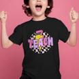 Retro Checkered Teach Pencil Lightning Back To School Graphic Kid T-Shirt