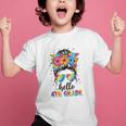Hello 4th Grade Messy Bun Girls Back To School First Day Graphic Kid T-Shirt Hello 4th Grade Messy Bun Girls Back To School First Day Graphic Kid T-Shirt