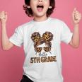 Hello 5th Grade Messy Hair Bun Girl Back To School First Day Graphic Kid T-Shirt Hello 5th Grade Messy Hair Bun Girl Back To School First Day Graphic Kid T-Shirt