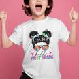 Hello First Grade Shirt Messy Bun Tie Dye Back To School Graphic Kid T-Shirt