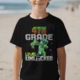 4th Grade Level Unlocked Back To School Pixel Game Graphic Kid T-Shirt
