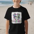Back To School Hello 5th Grade Cute Messy Bun Tie Dye Girls Graphic Kid T-Shirt
