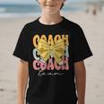 Coach Team Groovy Coquette Bow Cute Back To School Graphic Kid T-Shirt Coach Team Groovy Coquette Bow Cute Back To School Graphic Kid T-Shirt