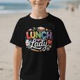 Colorful Lunch Lady Appreciation Retro Back To School Graphic Kid T-Shirt