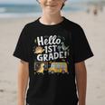 Cute Hello 1st Grade Dinosaur School Back To School Dino Bus Graphic Kid T-Shirt