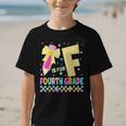 F Is For Fourth Grade Back To School Pencil Bow 4th Grade Graphic Kid T-Shirt
