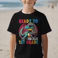 First Day Back To School 1st Grade Boys Football Dinosaur Graphic Kid T-Shirt First Day Back To School 1st Grade Boys Football Dinosaur Graphic Kid T-Shirt
