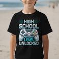 First Day Of High School Level Unlocked Back To School Gamer Graphic Kid T-Shirt First Day Of High School Level Unlocked Back To School Gamer Graphic Kid T-Shirt