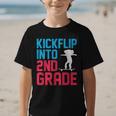 Kickflip Into 2nd Grade Skateboard Lover Back To School Graphic Kid T-Shirt