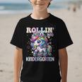 Kindergarten Back To School First Day Girls Rollin Unicorn Graphic Kid T-Shirt