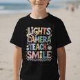 Lights Camera Teach Smile Back To School Awesome Learners Graphic Kid T-Shirt Lights Camera Teach Smile Back To School Awesome Learners Graphic Kid T-Shirt