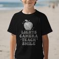 Lights Camera Teach Smile Disco-Ball Back To School Outfit Graphic Kid T-Shirt Lights Camera Teach Smile Disco-Ball Back To School Outfit Graphic Kid T-Shirt