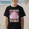 Pink 4th Grade Vibes Smile Face Back To School Fourth Grade Graphic Kid T-Shirt