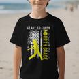 Ready To Crush Fourth Grade Softball USA Flag Back To School Graphic Kid T-Shirt