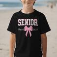 Senior 2027 Floral Pink Bow Back To School Class Of 2027 Graphic Kid T-Shirt Senior 2027 Floral Pink Bow Back To School Class Of 2027 Graphic Kid T-Shirt