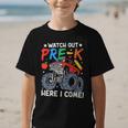 Watch Out Pre-K Here I Come Monster Truck Back To School Graphic Kid T-Shirt