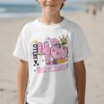 Hello Fourth 4th Grade Leopard Tie Dye Girl Back To School Graphic Kid T-Shirt