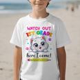 Kids Watch Out 1st Grade Here I Come Girls Cat Back To School Graphic Kid T-Shirt