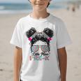 Little Miss Pre-K Girls Back To School Messy Bun Performance Graphic Kid T-Shirt Little Miss Pre-K Girls Back To School Messy Bun Performance Graphic Kid T-Shirt