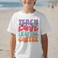 Teach Love Inspire Coffee Cute Teaching Quote Back To School Graphic Kid T-Shirt