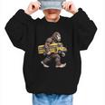 Bigfoot Carrying School Bus Sasquatch Back To School Graphic Kid Sweatshirt Bigfoot Carrying School Bus Sasquatch Back To School Graphic Kid Sweatshirt