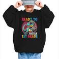 First Day Back To School 1st Grade Boys Football Dinosaur Graphic Kid Sweatshirt