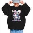 Kindergarten Back To School First Day Girls Rollin Unicorn Graphic Kid Sweatshirt Kindergarten Back To School First Day Girls Rollin Unicorn Graphic Kid Sweatshirt