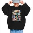 Lights Camera Teach Smile Back To School Awesome Learners Graphic Kid Sweatshirt