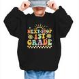 Next Stop 1st Grade Groovy Retro First Grade Back To School Graphic Kid Sweatshirt