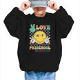 Peace Love Preschool Smile Face Back To School PRESCHOOL Graphic Kid Sweatshirt Peace Love Preschool Smile Face Back To School PRESCHOOL Graphic Kid Sweatshirt