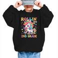 Second Grade Back To School First Day Girls Rollin Unicorn Graphic Kid Sweatshirt