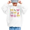 Apple Coquette Bow Books First Day Of School Back To School Graphic Kid Sweatshirt Apple Coquette Bow Books First Day Of School Back To School Graphic Kid Sweatshirt