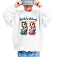 Corgi Dog Student To School Happy Back To School Graphic Kid Sweatshirt Corgi Dog Student To School Happy Back To School Graphic Kid Sweatshirt