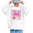 First Day Of School Girls Coquette Bow Back To School Performance Graphic Kid Sweatshirt First Day Of School Girls Coquette Bow Back To School Performance Graphic Kid Sweatshirt