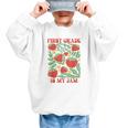 First Grade Is My Jam Boho Floral Strawberry Back To School Graphic Kid Sweatshirt First Grade Is My Jam Boho Floral Strawberry Back To School Graphic Kid Sweatshirt