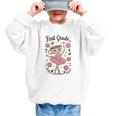 Girls Back To School Cappuccina Italian Brainrot First Grade Graphic Kid Sweatshirt Girls Back To School Cappuccina Italian Brainrot First Grade Graphic Kid Sweatshirt