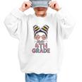 Hello 4th Grade Messy Bun Hair Back To School Girls Graphic Kid Sweatshirt Hello 4th Grade Messy Bun Hair Back To School Girls Graphic Kid Sweatshirt