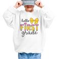 Hello First Grade For Girls Boys Cute Back To School Pencil Graphic Kid Sweatshirt