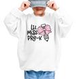 LiL Miss Pre-K Cute Back To School Pink Y2k Coquette Bow Graphic Kid Sweatshirt LiL Miss Pre-K Cute Back To School Pink Y2k Coquette Bow Graphic Kid Sweatshirt