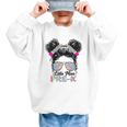 Little Miss Pre-K Girls Back To School Messy Bun Performance Graphic Kid Sweatshirt