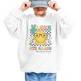 Peace Love 6th Grade Cute Smile Face Back To School Girls Graphic Kid Sweatshirt Peace Love 6th Grade Cute Smile Face Back To School Girls Graphic Kid Sweatshirt